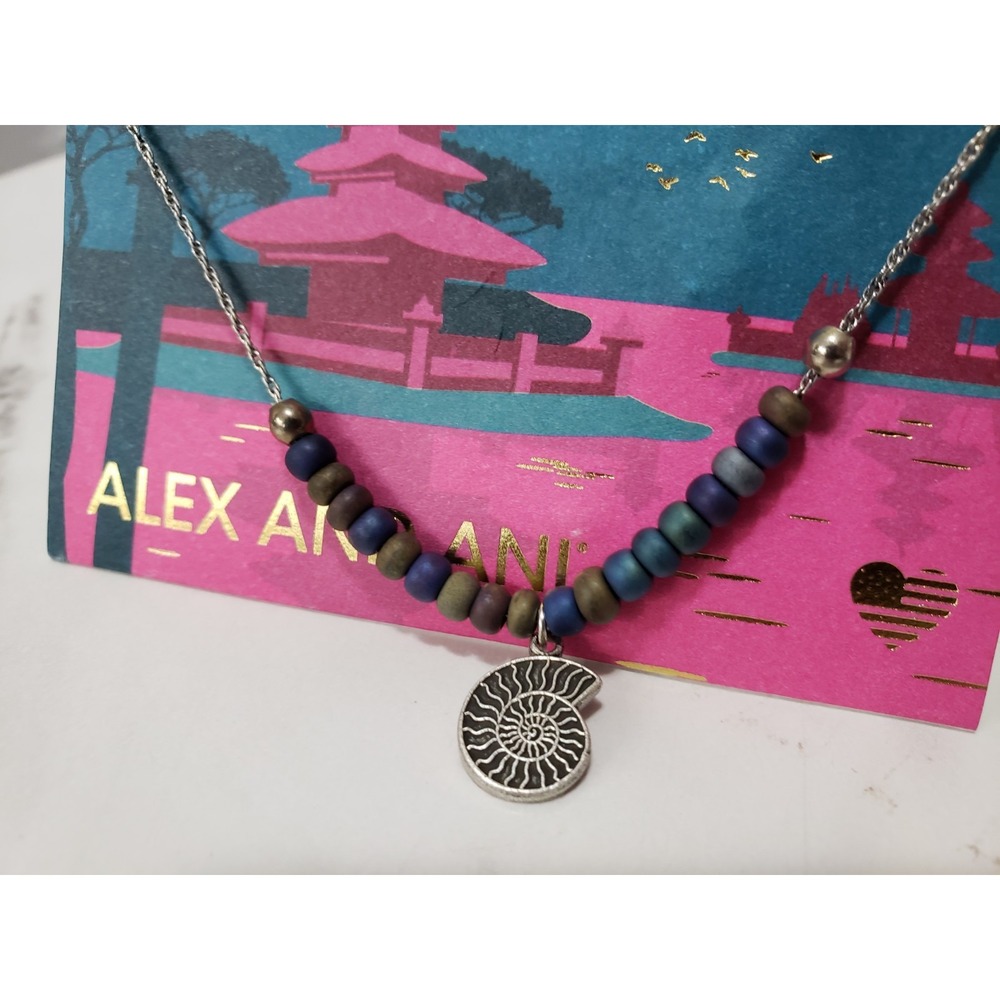 NEW Alex and Ani Seashell Anklet Nautilus Beaded Coastal Nautical Silver 856W221